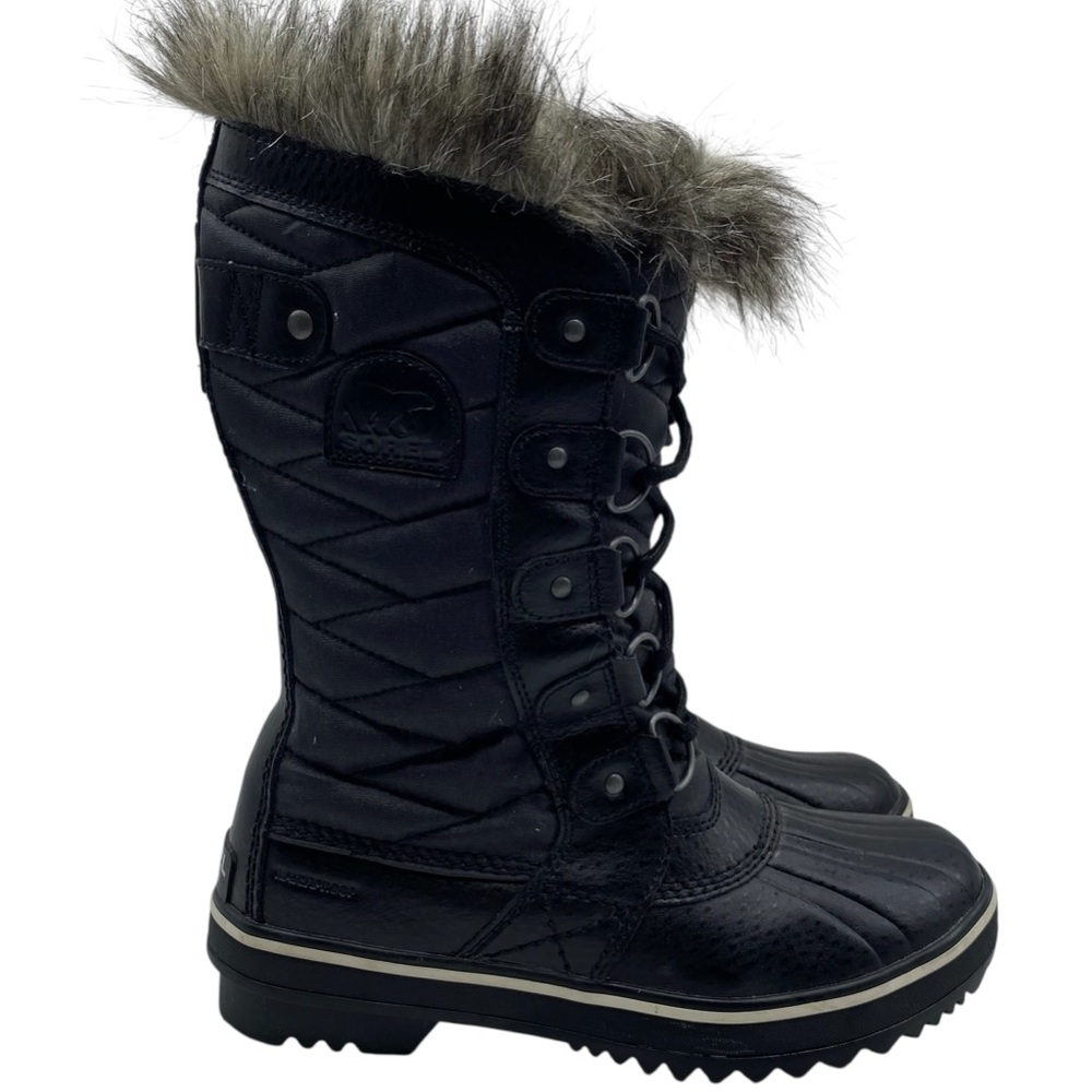 Sorel Womens Shoes Tofino Winter Boots 6 Black Tall Leather Waterproof Insulated - Picture 2 of 12